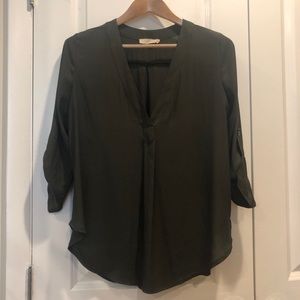 Lush Olive Green 3/4 Sleeve Tunic Blouse